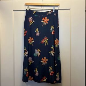 Madewell Tropical Print Silk Midi Skirt